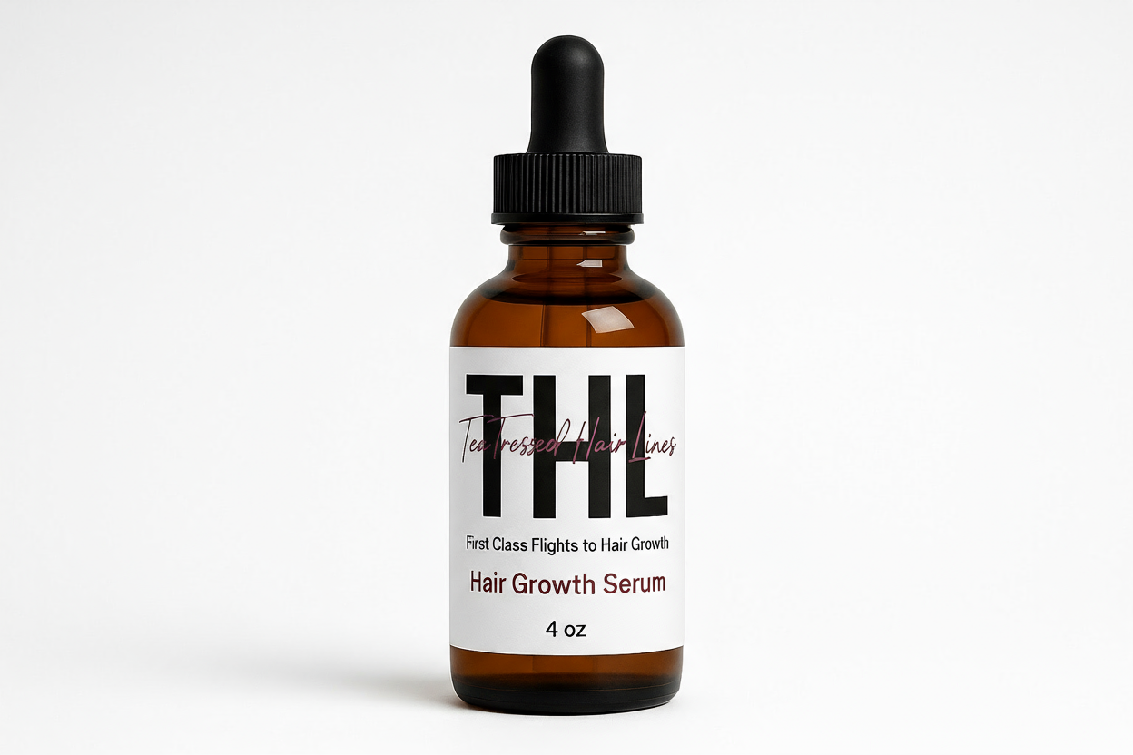 remove Teatressed Hair Lines if it cannot all be on one line across the bold letters THL. can the font be smaller so that Teatressed Hair Lines can be on one Line going through the letters THL